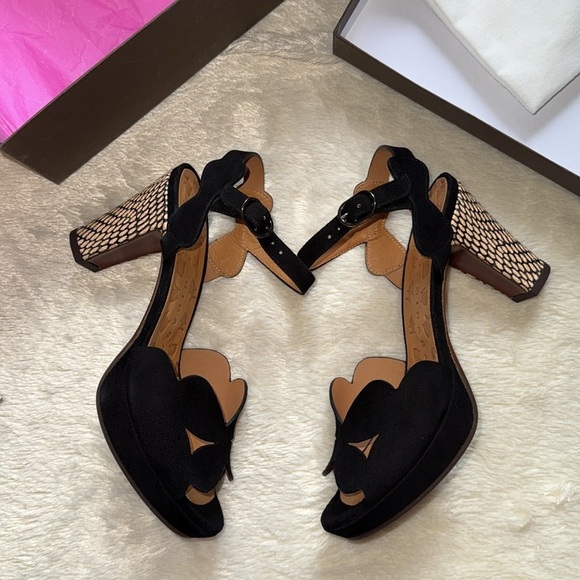 nib Chie Mihara ‘Edana’ Suede Platform Heels in Black size 7 - Picture 6 of 7